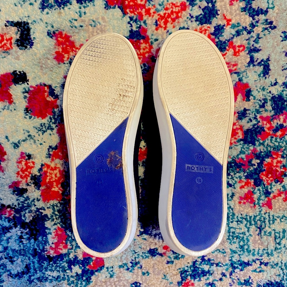 Rothy's Navy Knit Slip-On Sneakers with Orange Liner - Picture 5 of 8